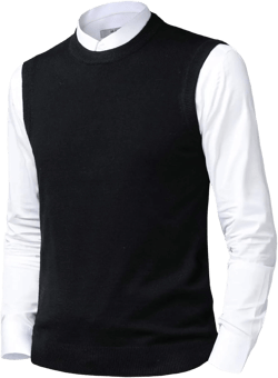 Mens Crew-Neck Knitted Sweater Vest Wool Blend Sleeveless Pullover Vest Slim Fit Sweater Vests Black Medium