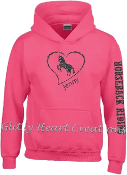 Personalized girls hoodie, Horse design hoodie, horseback riding, riding hoodie, kids clothing, equestrian, horse in heart, personalised,