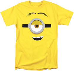 Minions Stuart Face Adult T Shirt, Yellow, Medium