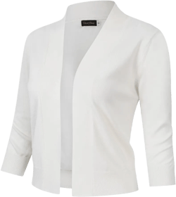 Women s 3/4 Sleeve Cropped Cardigan Sweaters Open Front Knit Short Bolero Bolero Shrugs Ivory M