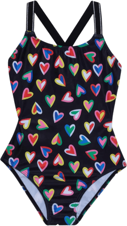 Gottex Girls Kids Toddler and Little Hearts Rainbow Print Colorful One Piece Swimsuit 4-5T Multi