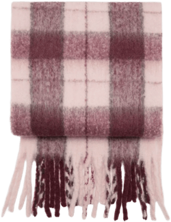Checkered scarf with fringed ends