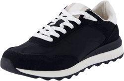 CUSHIONAIRE Women's Kicks lace up Nylon Sneaker +Comfort Foam BLACK 10