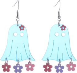 Halloween Earrings for Women Cute Flower Ghost Earrings Acrylic Hallowmas Costume Cosplay Dangle Drop Earrings Halloween Party Earrings for Halloween Accessories