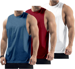 Men's Workout Tank Tops Cotton Gym Muscle Sleeveless T-Shirts Bodybuilding Fitness Athletic Tank Tops Medium Nvbu+wnrd+wt