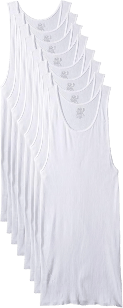 Fruit of the Loom Men's 8Pack White A-Shirts Tank Tops Tanks Undershirts 3XL, white