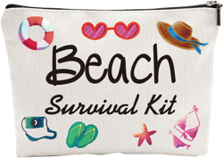 Makeup Bag For Women, Beach Survival Kit，Summer Beach Camping Waterproof Cosmetic Bag, Birthday Gifts To Sister,Friends, Fun Travel Makeup Bag, Women'S Decorations & Accessories-20