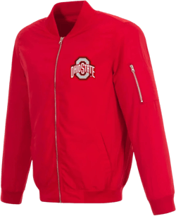 JH Design Ohio State Buckeyes Bomber Jacket Zip Up Coat in Black or Red X-Large Red