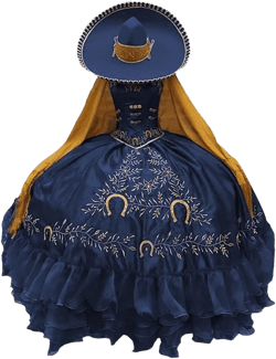 Gold Lace Applique Quinceanera Dresses 2 Piece Detachable Ball Gowns with Cap Sweet 15 Girls 2025 18 F4/Navy Blue