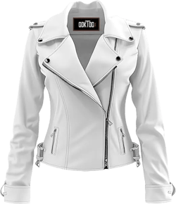 Women's Biker Multi Color Leather Jacket, Leather Biker Jacket for Women, Faux Leather Biker Bomber Jacket Small White