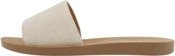 Soda Shoes Efron-S Women Flip Flops Basic Plain Slippers Slip On Sandals Slides Casual Peep Toe Beach 6 Beige Canvas