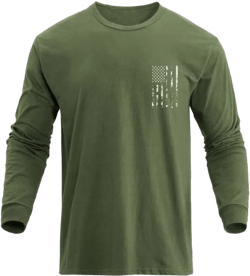 H HYFOL Men's Graphic T-Shirts USA Flag Cotton Long Sleeve American Patriotic Crewneck Regular Tee Shirts Army Green Small
