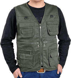 Mens Cargo Safari Travel Vest Outdoor Fishing Travel Workout Tops Lightweight Breathable Waistcoat with Multi Pockets X-Large Army Green