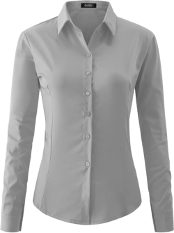jonivey Womens Long Sleeve Button Down Stretch Dress Shirt Soft Wrinkle Free Work Casual Business Office Blouse Small 01grey