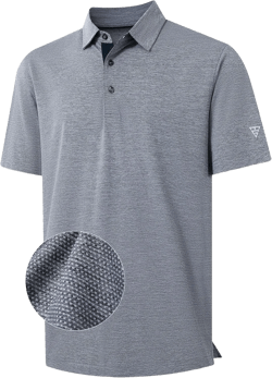 M MAELREG Golf Shirts for Men Dry Fit Short Sleeve Performance Moisture Wicking Heather Jacquard Active Mens Polo Shirts Medium Navy Heather