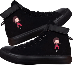 Kpop Unisex Sneakers Canvas Shoes J-Hope Jungkook Jimin Suga V Jin Rap Cartoon High Top Lace ups Walking Shoes V 7.5