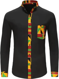 Men's African Dashiki Shirts Hipster Patchwork Dress Shirt Slim Fit Mandarin Collar Long Sleeve Button up Shirt