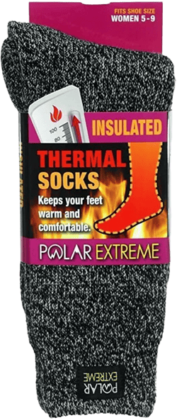 Womens Polar Extreme Moisture Wicking Insulated Thermal Socks in 4 Great Colors (Black-White)