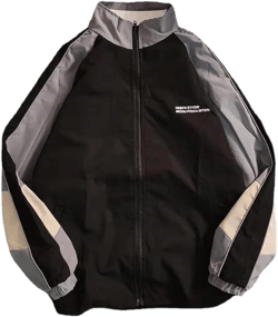 Pbkabiug Vintage Women Jackets Hip Hop Style Patchwork Windbreak Unisex Streetwear Lightweight Jackets Bomber Jackets Medium Black Grey