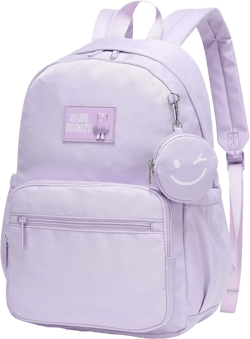 Caran·Y Waterproof School Backpack for Kids 6-18 | Lightweight Durable Girls & Boys Bookbag with Blinking Zipper Pouch Spacious for School Outdoor Travel(Purple) 6-purple