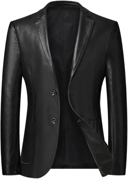 7XL 8XL Men's Single-Breasted Blazer, Faux Leather Motorcycle Jacket 8X-Large Black