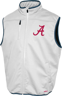 2Bhip NCAA Alabama Crimson Tide Adult Mens College White Mock Neck Softshell Full Zip Sleeveless Vest Jacket X-Large White