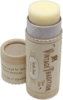 Vintage Tradition Moisturizing Beef Tallow Lip Balm – Tube Lip Moisturizer with Vanilla Extract Hydrates & Soothes Dry Lips – Grass-Fed Tallow Balm for Skin Care, 0.5 Fl. Oz. Vanilla Bean