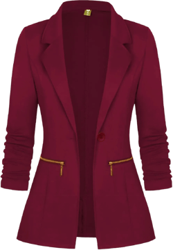 Genhoo Women's Long Sleeve Blazer Open Front Cardigan Jacket Work Office Blazer Business Casual Outfits with Zipper Pockets Small #1 Wine Red