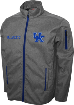 2Bhip NCAA Kentucky Wildcats Mens Gray Softshell Full Zip Jacket Fall Coat With Pockets & Reflective Print