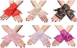1pair Women's Lace Half Finger Summer Driving Sun Protection Gloves, Sexy & Fashionable For Bride Boho