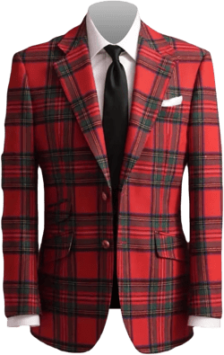 Men's Plaid Tweed Blazer Christmas Tuxedo Vintage Stylish Slim Wool Blend Suit Jacket for Party,Prom,Dinner,Wedding Red 4X-Large