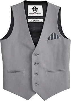 Black n Bianco Boys Five Piece Slim Fit Vest Suit with Tie, Shirt, Pants, Vest and Hanky. Style - 519 8 Gray