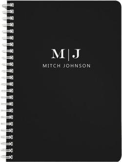Personalized Notebook for Men, Black Journal No Lines, Custom Journal Cover, Lined Unlined Spiral Soft Cover Spiral Book, Design #39