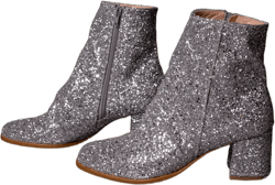 Silver Glitter Ankle Boots Block Heel, Unique Handmade Boots , Perfect Festival Shoes, Wedding silver Glitter Shoes.Aelia party shoes