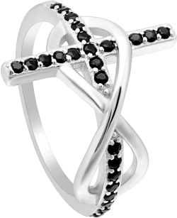 Cross Infinity Religion Ring Sterling Silver Black Cz Women Ginger Lyne Collection (9)