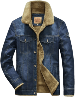 Dninmim Men's Winter Thick Denim Jacket Fleece Warm Windbreaker Casual Multi-Pockets Outwear Coat Streetwear