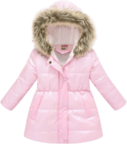 Kids Girls Winter Warm Fleece Thick Outerwear Faux Fur Hoodie Zip Up Jackets Waterproof Casual Coat 3-4T Pink
