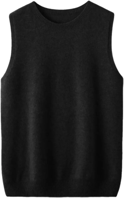 Women's Round Neck Simple and Comfortable Knitted Pullover Vest Solid Color Casual Loose Sleeveless Knitted Vest Large Black