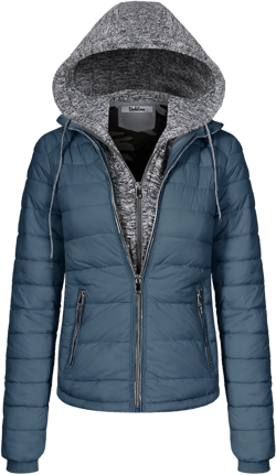 BodiLove Women's Hooded Utility Lightweight Jacket With Zipper and Flannel Lining Olive M