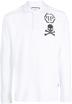 logo-print long-sleeved polo shirt 