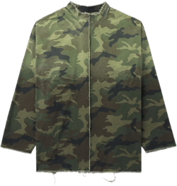 camouflage-print distressed-hem jacket