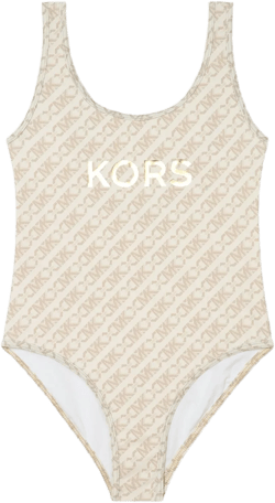 logo-print U-neck swimsuit