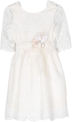 floral-appliqué tulle dress