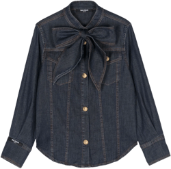 embossed-buttons denim shirt