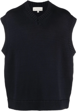V-neck cotton-blend knitted vest