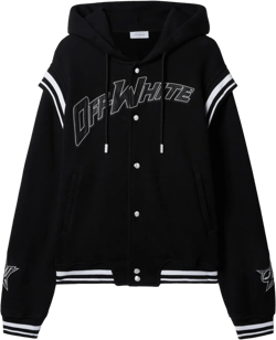 Black Varsity Hooded Bomber Jacket