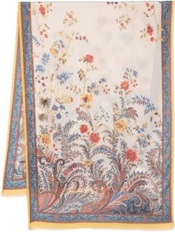 floral-print chiffon scarf