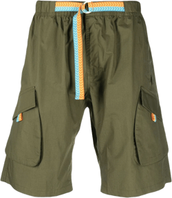 contrasting-belt cotton cargo shorts