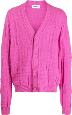 Monogram-pattern Knit Cardigan In Pink
