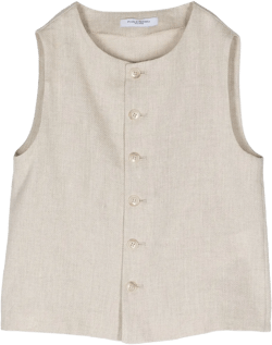 button-up linen-blend gilet